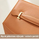 Porta-Jóias Maleta Compacto e Leve com alça de transporte, ideal para organizar e proteger suas joias em viagens. Design elegante e material de couro PU. Cabe facilmente em bolsas de mão