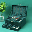 Porta Jóias Personalizado Vintage com 3 camadas. Grande capacidade de armazenamento, ideal para organizar anéis, colares e brincos. Caixa de joias elegante em veludo, também serve como estojo de transporte para viagens. Compre agora!